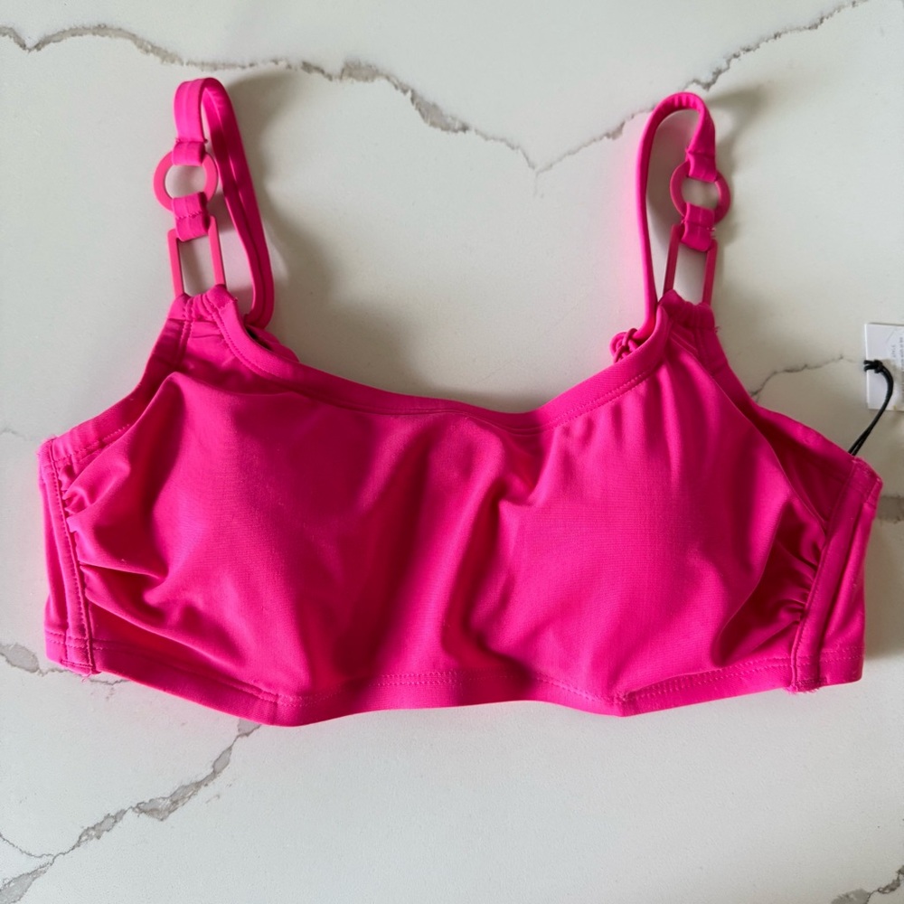 NWT Shade & Shore Pink Bikini Top Underwire Support Adjustable Straps Size 34D